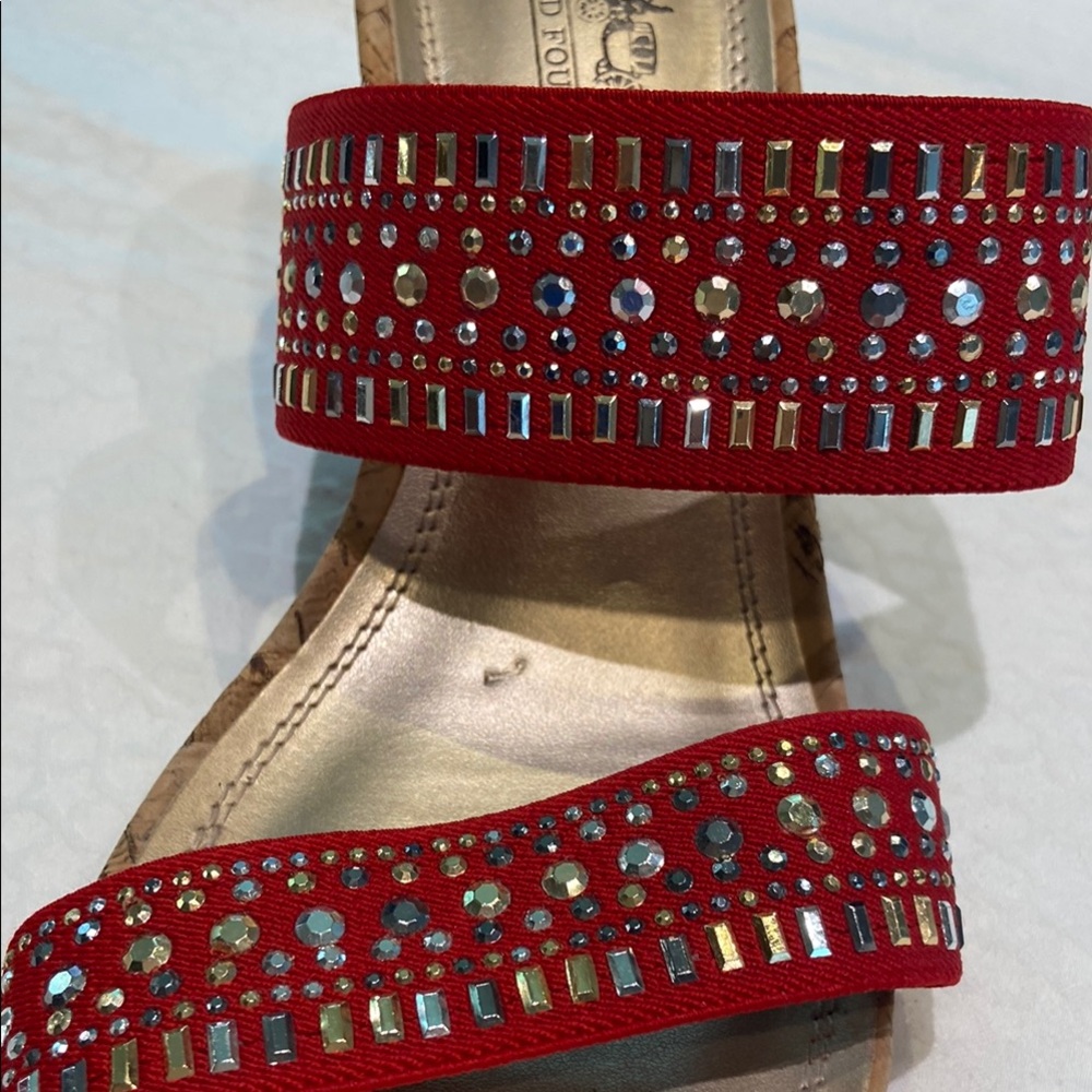 Coach and Four Red Rhinestone Sandals - Picture 6 of 6